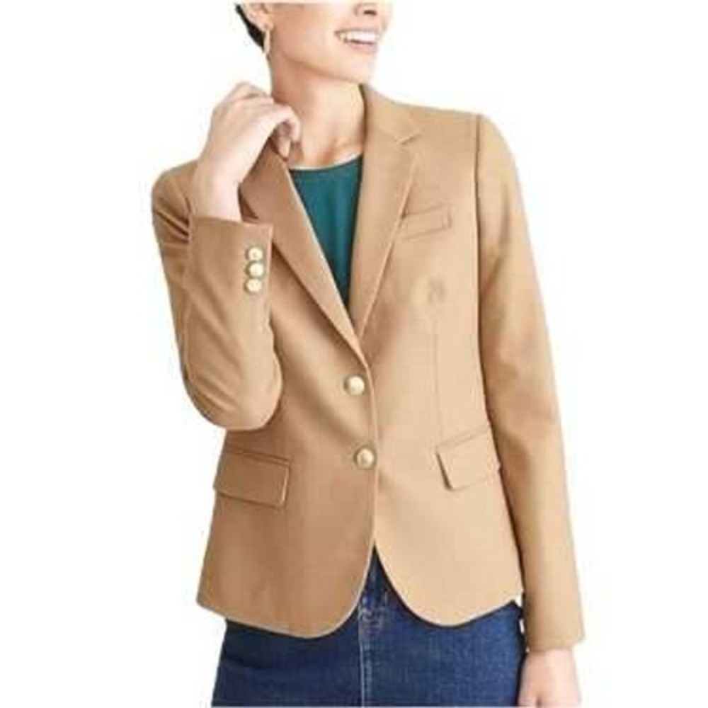 Women’s Classic Tan Single-Breasted Blazer Jacket